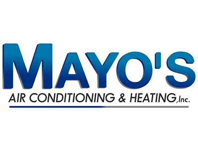Mayo's HVAC logo in blue for service company located in Bay St. Louis, MS