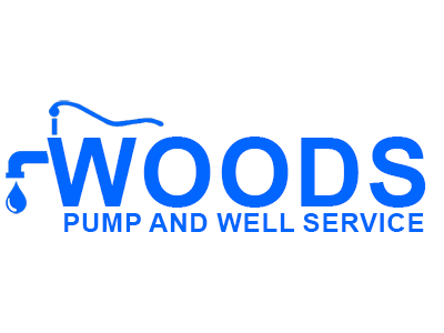 Woods Pump and Well Service logo in blue with pump image for service located in Henderson Point, MS